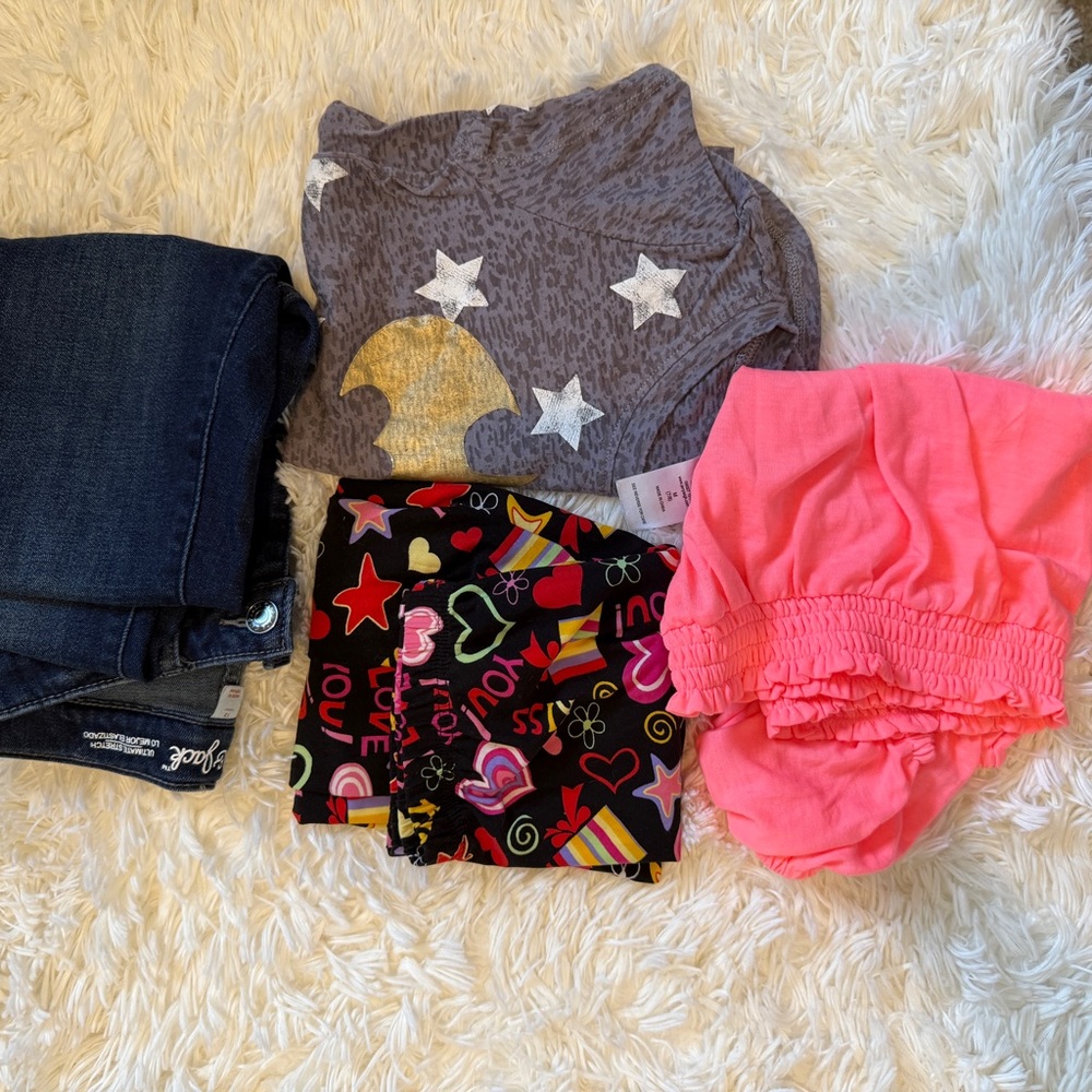 Pink and Multicolor Gil’s 4 pc, jeans, pink blouse, all together